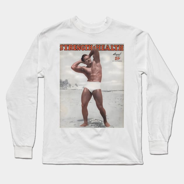 STRENGTH & HEALTH - Vintage Physique Muscle Male Model Magazine Cover Long Sleeve T-Shirt by SNAustralia